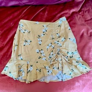 MINKPINK Floral Yellow Mini Skirt
